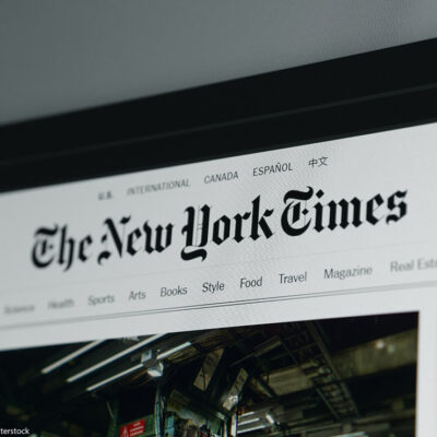 The homepage of the New York Times' website.