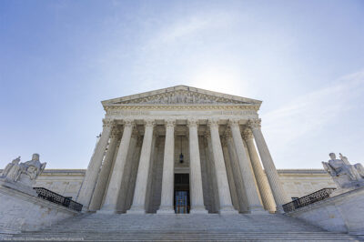 An exterior shot of the Supreme Court of the United States building.