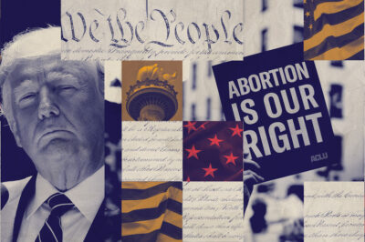 A graphic featuring Trump and imagery pertaining to abortion.